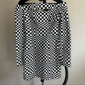 Zara peekaboo geometric bodycon off shoulder black and white dress size S